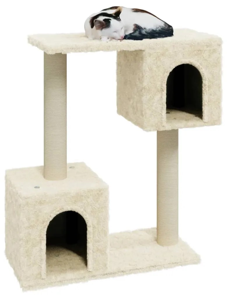 Albero per gatti con tiragraffi in sisal crema 60 cm