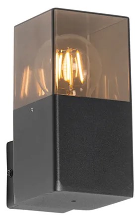 Lampada da parete esterna moderna nera IP44 con vetro fumé - Denmark
