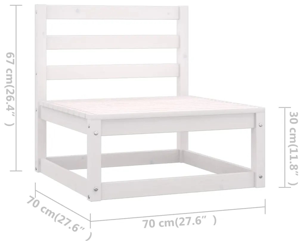 Set Divani da Giardino 7 pz Bianco in Legno Massello di Pino