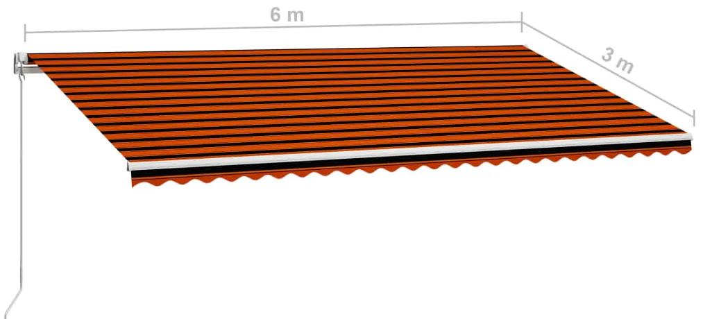 Tenda da Sole Retrattile Manuale 600x300 cm Arancione e Marrone
