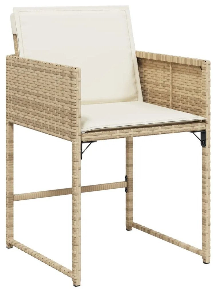 Sedie da giardino con cuscini 4 pz beige in polyrattan