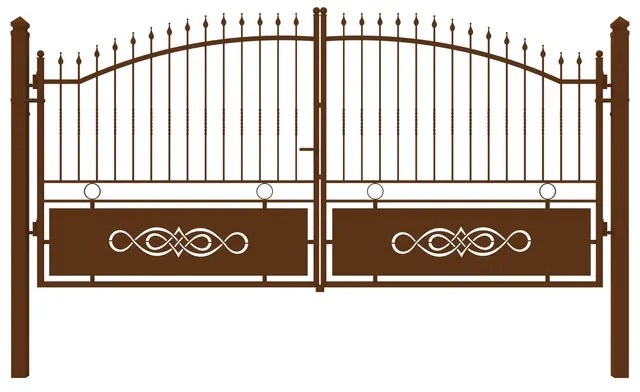Cancello manuale battente Lavaredo in ferro, apertura centrale, L 408.5, H 165-195 cm, di colore ruggine