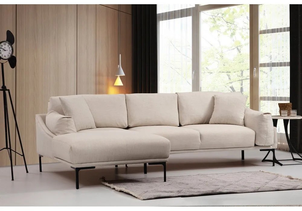 Divano angolare beige chiaro, angolo sinistro Leo - Artie