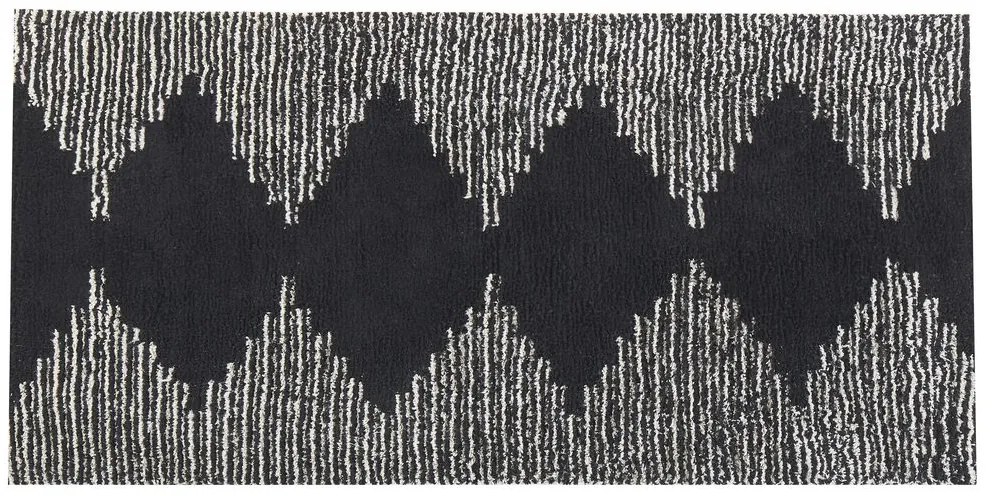Tappeto in cotone bianco e nero 80 x 150 cm BATHINDA Beliani