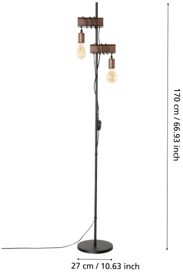 Eglo 43526 - Lampada con piedistallo TOWNSHEND 2xE27/10W/230V