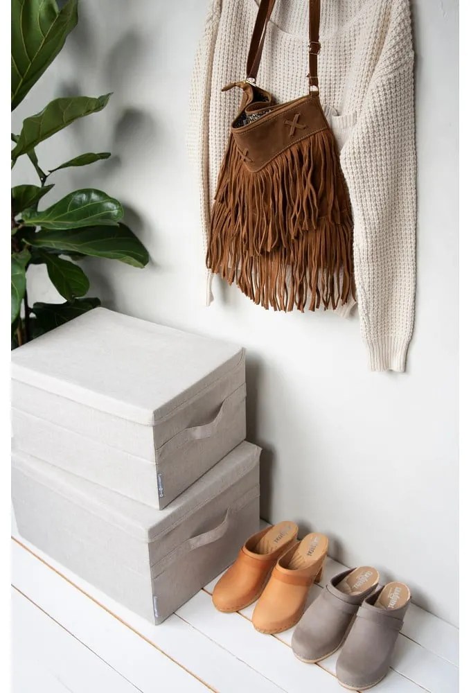 Scatola con coperchio beige in tessuto 40x30x22 cm Soft Storage – Bigso