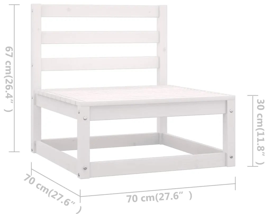 Set Salotto Giardino 7pz con Cuscini Bianco Legno Massello Pino