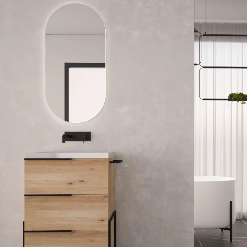 Specchio ovale retroilluminato LED 50x100