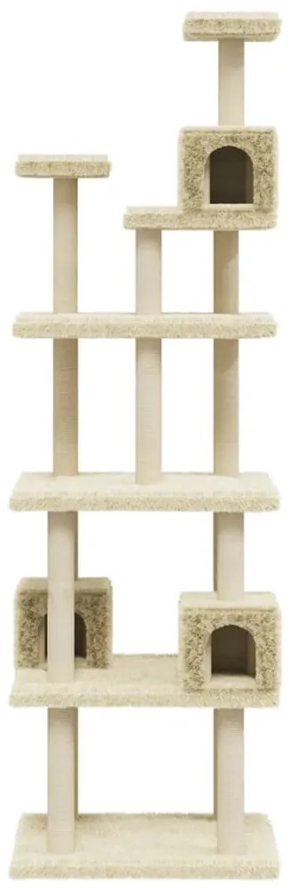Albero per gatti con tiragraffi in sisal crema 188 cm