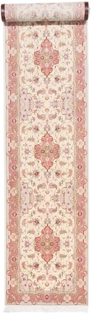 Tabriz Tappeto persiano 90x630 Rosa (Iran) Annodato A Mano