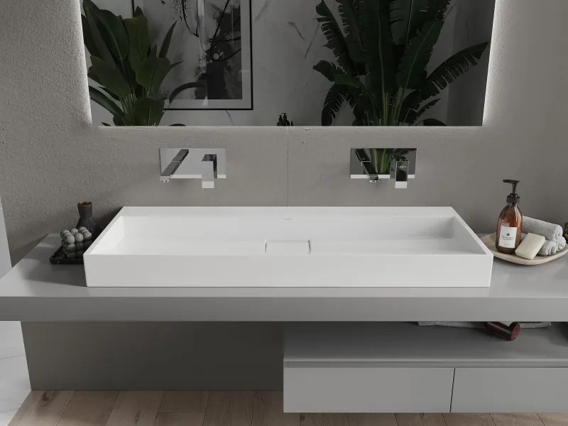 Mexen Ava lavabo da appoggio in conglomerato B/O 120 x 46 cm, bianco - 23011200
