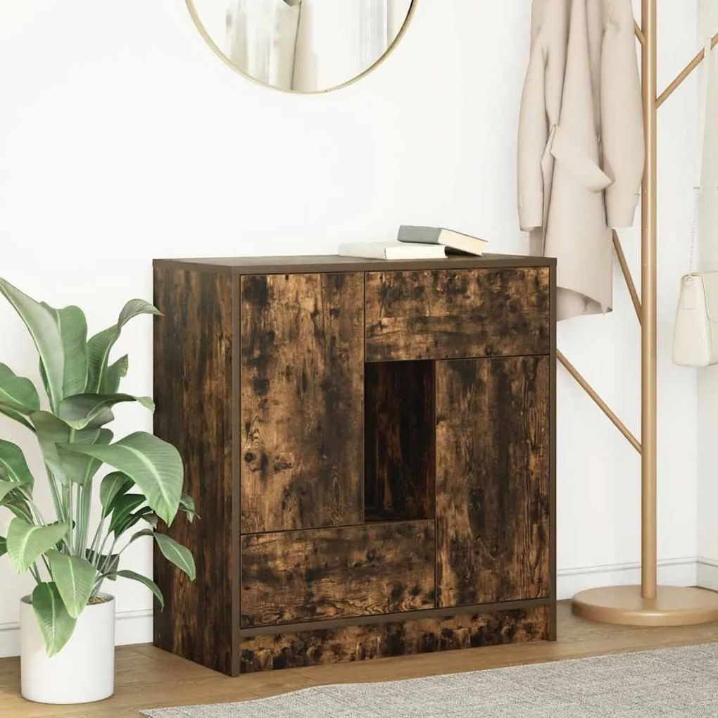 Credenza Con Cassetti E Ante Rovere Fumo 70,5x34x74,5 Cm /
