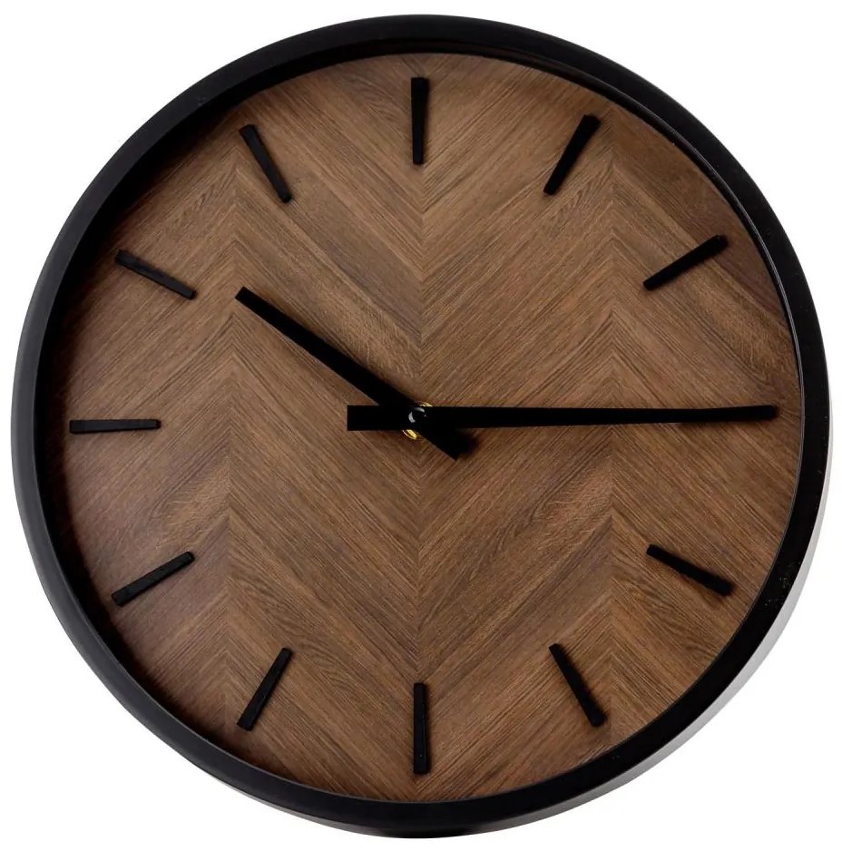 Orologio da parete Ø 30 cm 1xAA nero/marrone