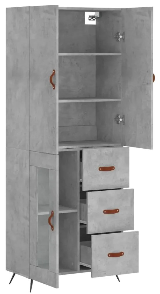 Credenza grigio cemento 69,5x34x180 cm in legno multistrato