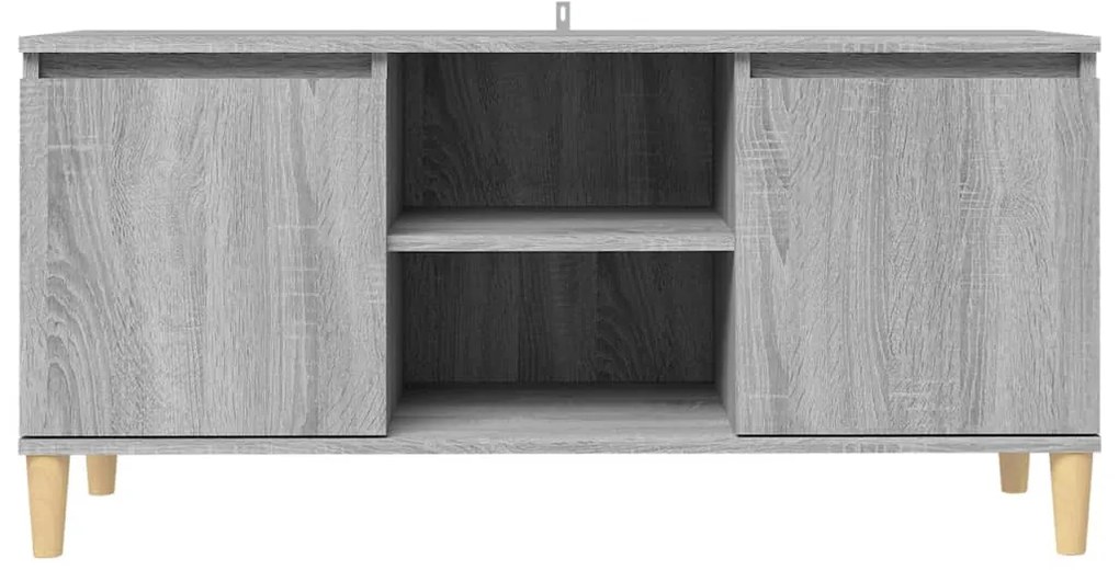 Mobile tv gambe in legno massello grigio sonoma 103,5x35x50 cm