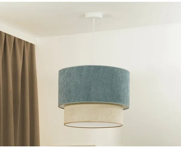 Duolla - Lampadario a sospensione con filo CORDUROY 1xE27/15W/230V diametro 40 cm blu/beige
