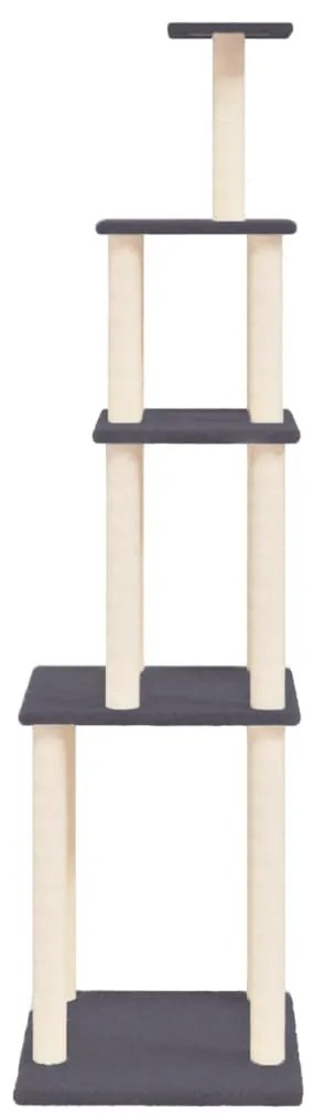Albero per gatti con tiragraffi in sisal grigio scuro 183 cm