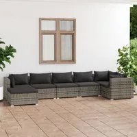 Set Divani da Giardino 7 pz con Cuscini in Polyrattan Grigio cod mxl 44491