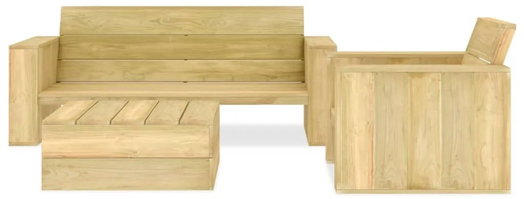 Set divani da giardino 3 pz in legno di pino impregnato