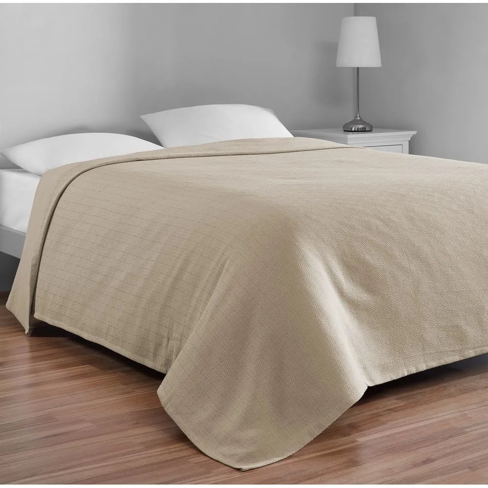 Copriletto in cotone beige per letto matrimoniale 200x230 cm Serenity - Mijolnir