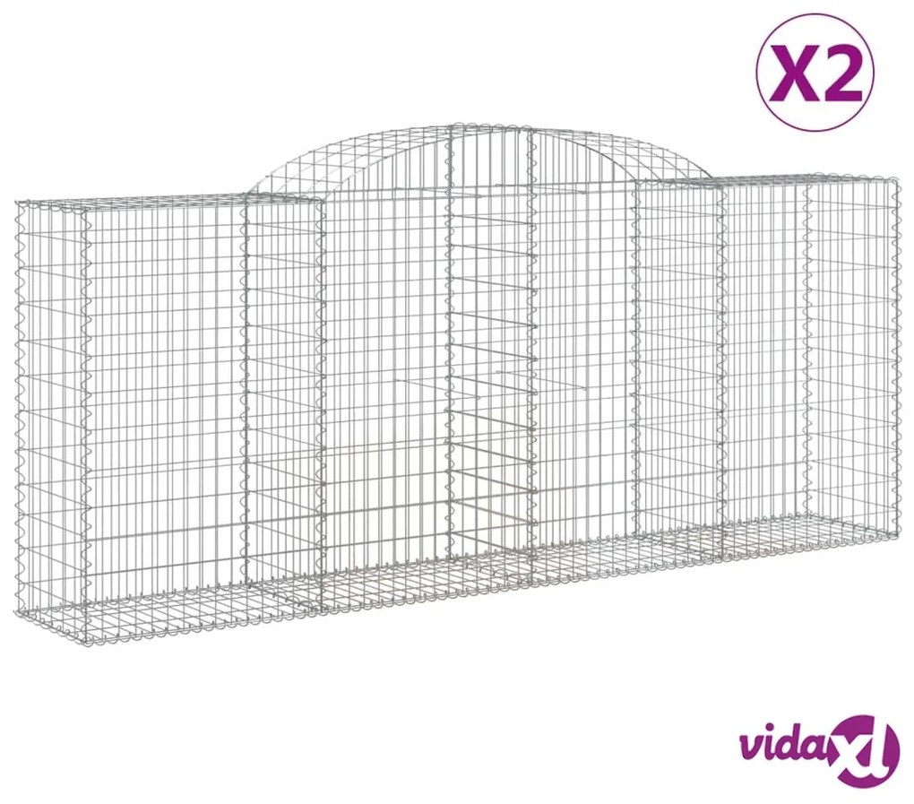 vidaXL Cesti Gabbioni ad Arco 2 pz 300x50x120/140 cm Ferro Zincato