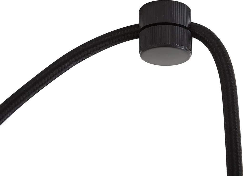 Lampada a sospensione di design Nera con paralume effetto legno e vetro opale 3 luci - Tulip