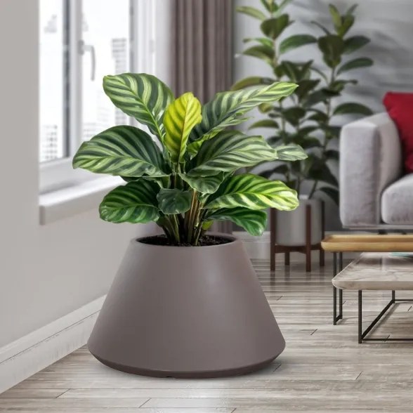 Vaso in resina da esterno interno tondo conico d.60x35h Stromboli Tortora