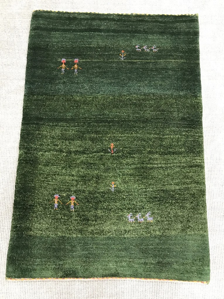 Gabbeh Tappeto persiano 90 x 130 Verde (Iran) Annodato A Mano