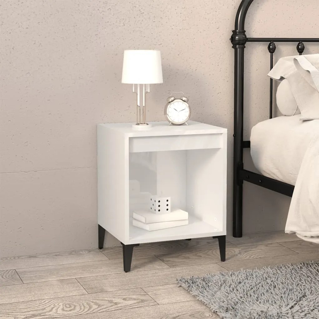 Comodino Bianco Lucido 40x35x50 Cm /