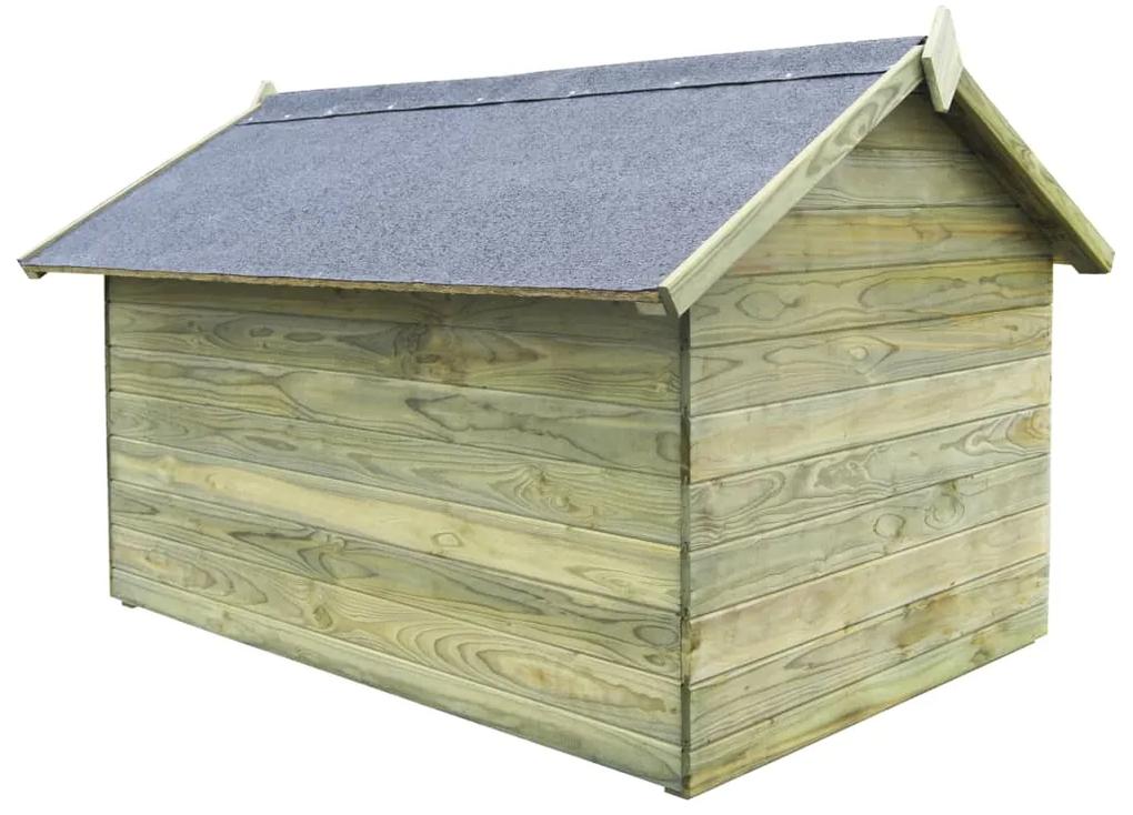 Cuccia per cane da esterno con tetto apribile pino impregnato