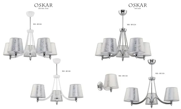 Jupiter 1513 - OR 5 bi - Lampadario a sospensione con supporto rigido OSKAR 5xE27/60W