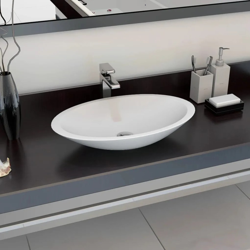 Lavandino 59,3x35,1x10,7 Cm Blocco İn Marmo/minerale Bianco /