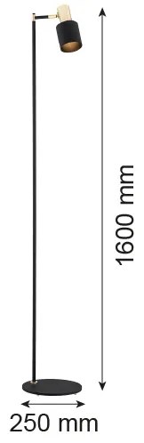Argon 4259 - Lampada da terra DORIA 1xE27/15W/230V nero/ottone