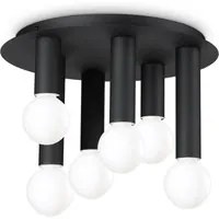 Plafoniera Contemporanea Petit Metallo Nero 6 Luci E27 42W Ip20