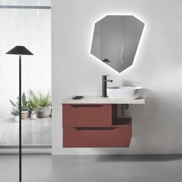 Cassetto bagno sospeso GIGLIO 80 cm in nobilitato Ruggine Opaco