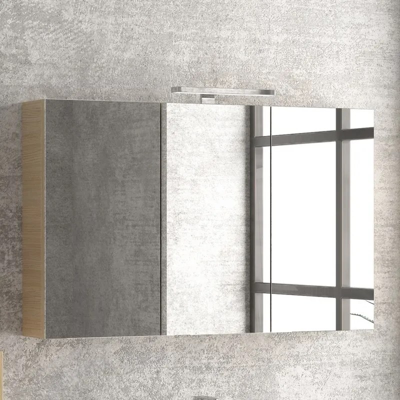 Composizione bagno sospesa 100cm: mobile, specchio contenitore e due pensili TOD-100E - KAMALU