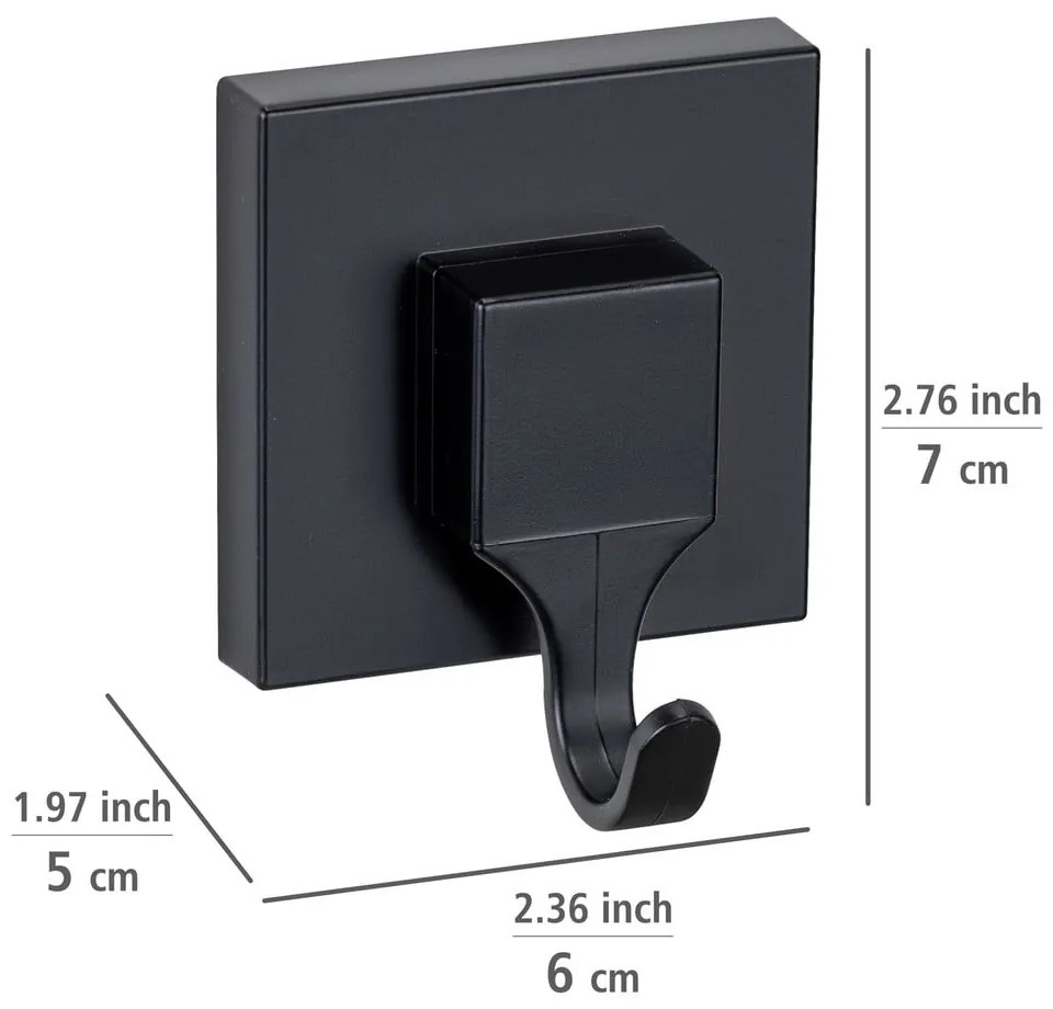 Ganci neri in plastica autobloccanti in set di 2 pezzi Quadro - Wenko