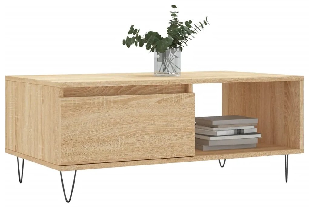 Tavolino salotto rovere sonoma 90x50x36,5 cm legno multistrato