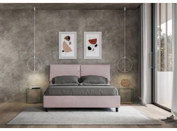 Letto contenitore da 160x190 in microfibra glicine Mados