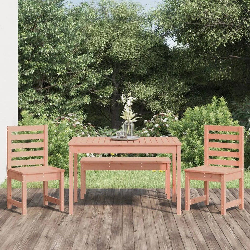 Set Da Pranzo Per Giardino 4 Pz İn Legno Massello Di Douglas /