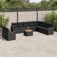 Set Divani da Giardino 11 pz con Cuscini in Polyrattan Nero 3258520