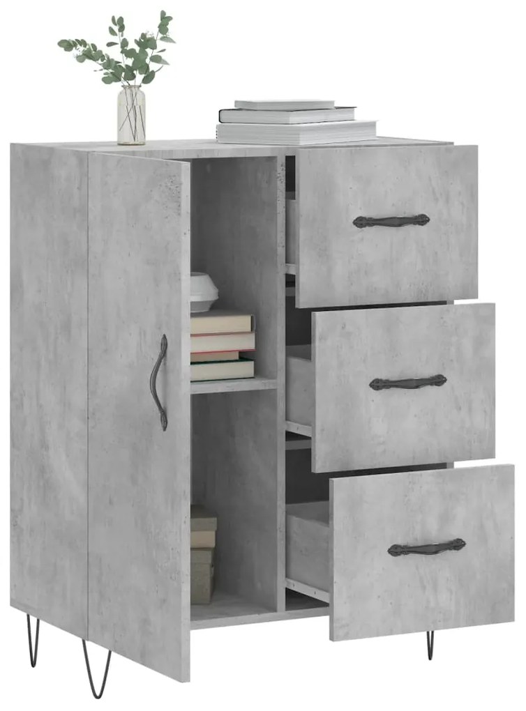 Credenza grigio cemento 69,5x34x90 cm in legno multistrato