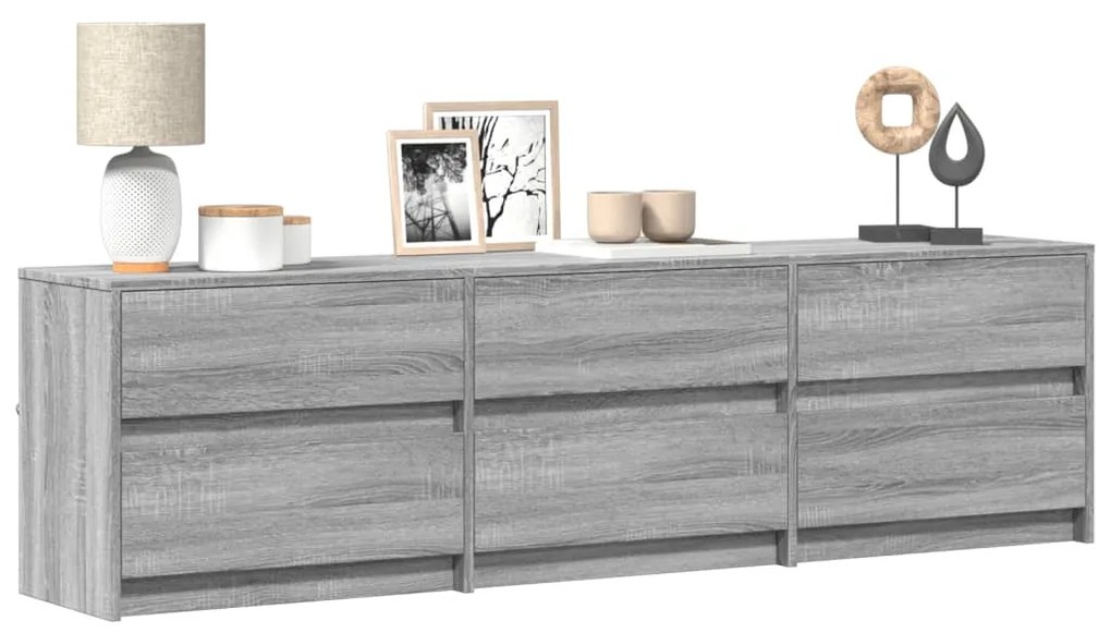 Mobile Porta Tv Con Led Grigio Sonoma 180x34x50cm İn Truciolato /