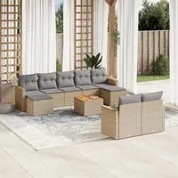 Set Divano da Giardino 10 pz con Cuscini Beige Misto Polyrattan 3226409