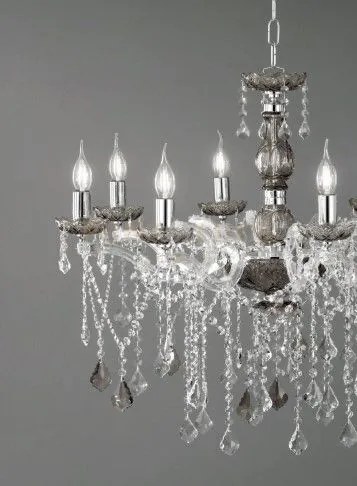 Lampadario damasco 12 luci fume' e cromo attacco e14 d.90cm