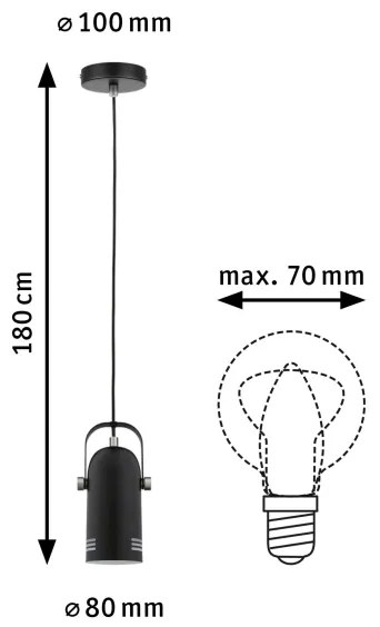 Paulmann 79766 - LED 1xE27/8W Lampada a sospensione su cavo LAVEA 230V nero