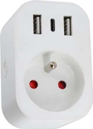 Immax NEO 07772L - Multipresa intelligente 16A/230V con 2x USB + 1x USB-C, Wi-Fi Tuya
