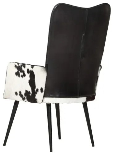 Sedia a Schienale Alto Pelosa in Vera Pelle Nera e Bianca