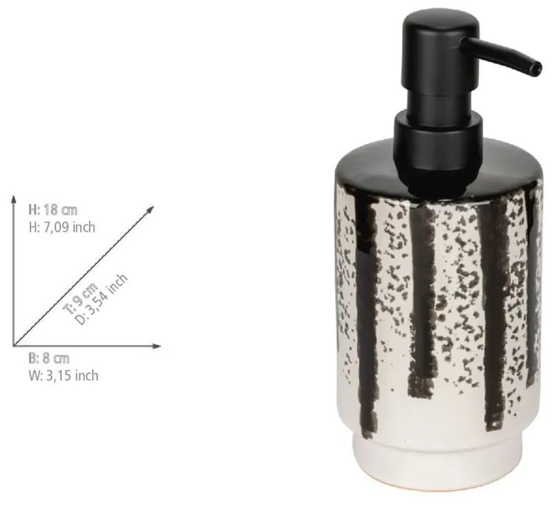 Dispenser per sapone bianco e nero in ceramica 340 ml Subiza – Wenko