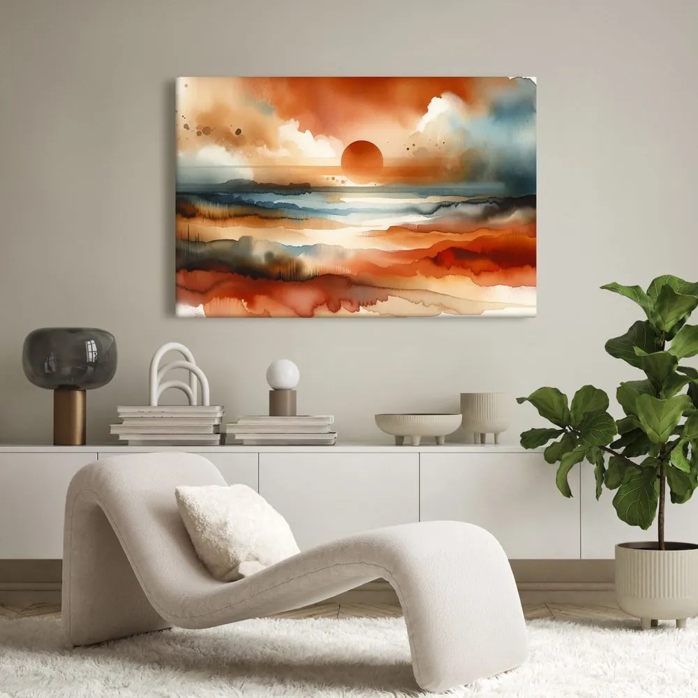 Quadro su tela – Sole al tramonto nel paesaggio